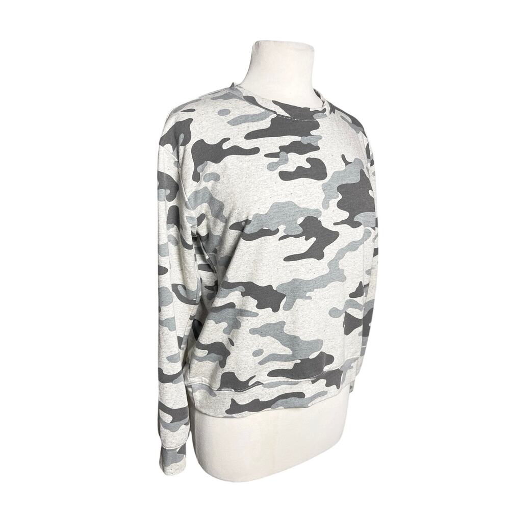 NWT ANTHROPOLOGIE SUNDRY Women’s Gray Camo Long Sleeve Knit Top - Picture 2 of 4